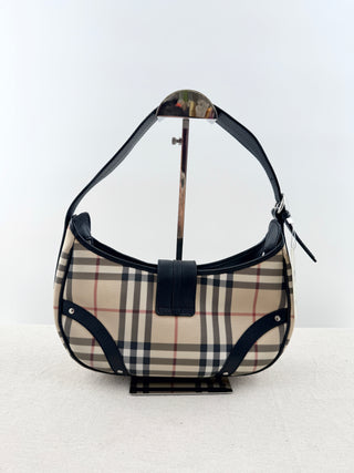 Burberry house check coated canvas baguette shoulder bag