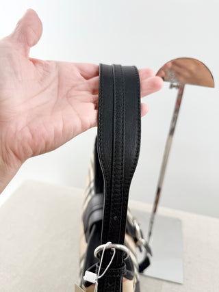 Burberry house check coated canvas baguette shoulder bag