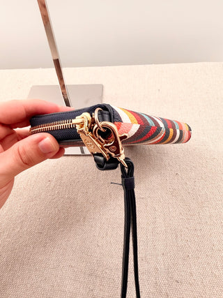Tory Burch multicolor chevron strip zip up medium wallet
