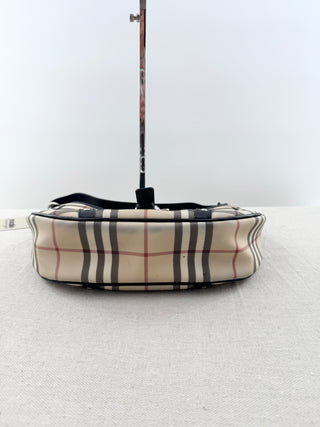 Burberry house check coated canvas baguette shoulder bag