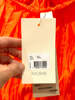 NWT Baobab Ariel Crinkle High Slit Strapless Maxi Dress Aperol Women's Medium