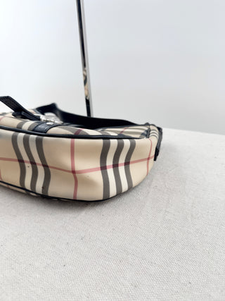 Burberry house check coated canvas baguette shoulder bag