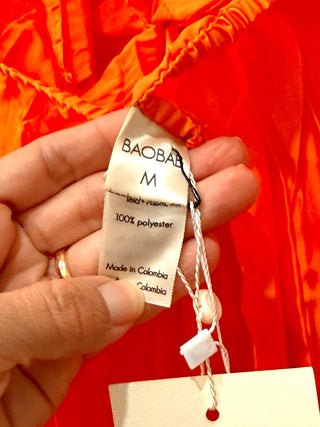 NWT Baobab Ariel Crinkle High Slit Strapless Maxi Dress Aperol Women's Medium