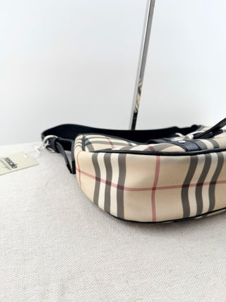 Burberry house check coated canvas baguette shoulder bag
