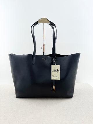 Saint Laurent shopping leather tote bag with YSL charm