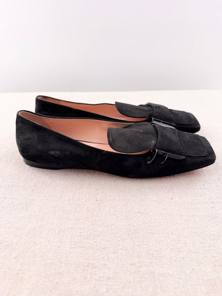 Fendi square toe suede loafers, 37.5