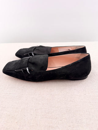 Fendi square toe suede loafers, 37.5