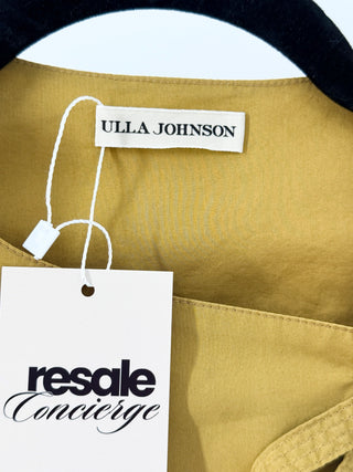 Ulla Johnson Agathe Cotton Poplin Wrap Midi Dress Tobacco Yellow Womens Small