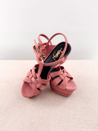Saint Laurent tribute suede platform sandals, 38