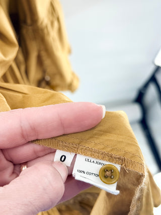 Ulla Johnson Agathe Cotton Poplin Wrap Midi Dress Tobacco Yellow Womens Small