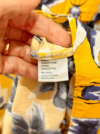 Osman Yousefzada Collective Tiered Midi Shirt Dress Marigold Yellow Floral 4