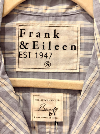 Frank & Eileen Barry 100% Cotton Plaid Button-Up Shirt Light Blue White Womens S