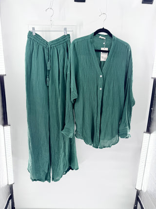 Monday swimwear matching set oversized shirt and pants, M/L