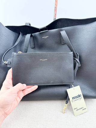 Saint Laurent shopping leather tote bag with YSL charm