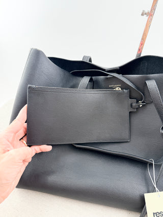 Saint Laurent shopping leather tote bag with YSL charm