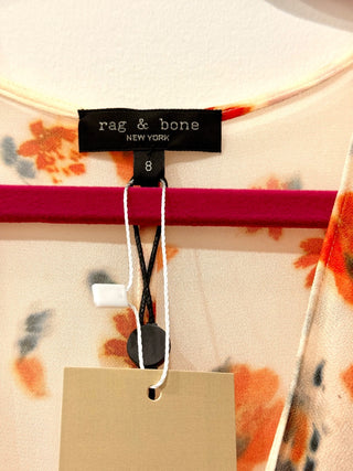 NWT Rag & Bone Tamar Floral Twist Front Chiffon Maxi Dress Pink Women's Size 8