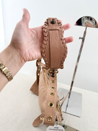 Balenciaga studded moon shape bag leather small