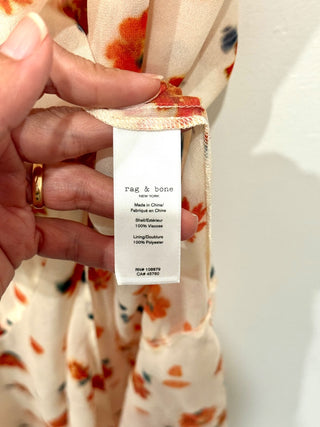 NWT Rag & Bone Tamar Floral Twist Front Chiffon Maxi Dress Pink Women's Size 8