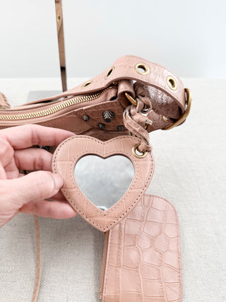 Balenciaga studded moon shape bag leather small