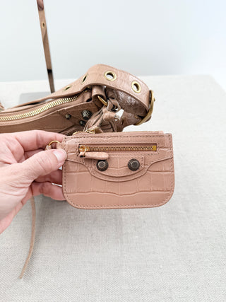Balenciaga studded moon shape bag leather small