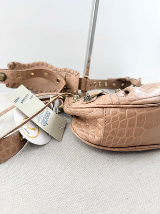 Balenciaga studded moon shape bag leather small
