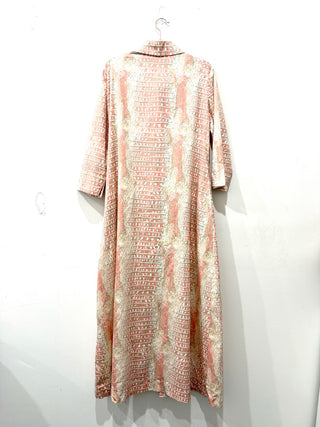 Susan Albright Belted Huntington in Blush Gator Shirt Maxi Dress Women's Size L