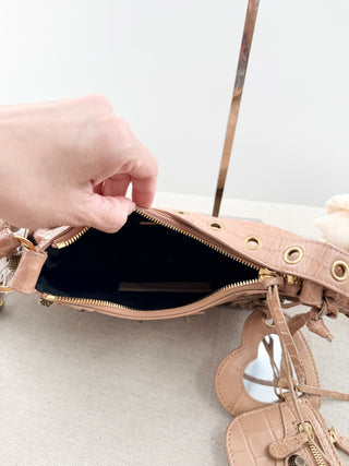 Balenciaga studded moon shape bag leather small