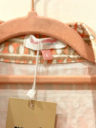 Susan Albright Belted Huntington in Blush Gator Shirt Maxi Dress Women's Size L