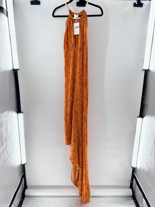 Alexis flowy, sleeveless high-low maxi dress with front slit, xs