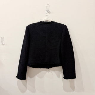 Milly Reign Long Sleeve Boucle Tweed Jacket w/ Gold Buttons Black Women's Size 8