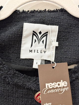 Milly Reign Long Sleeve Boucle Tweed Jacket w/ Gold Buttons Black Women's Size 8