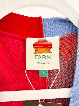 Farm Rio multicolor floral patchwork knit ling cardigan with button front, s