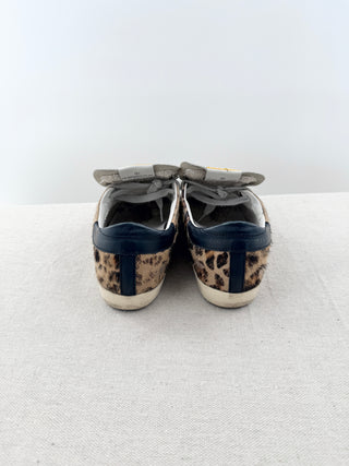 Golden Goose leopard pony hair and leather superstar sneakers, 35
