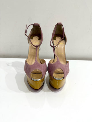 Christian Louboutin Nenecheritza Suede Glitter Platform High Heel Women's EU 40