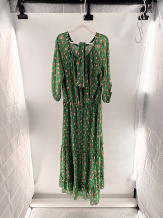 Adriana Degreas leopard print belted long sleeve maxi, M