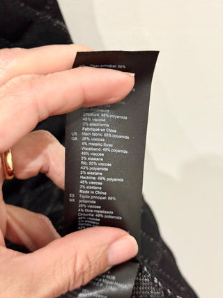 Sandro Many Quilted Lurex Knit A-Line Mini Dress w/ Gold Buttons Black Women's S