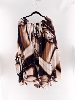 Giles abstract print draped silk dress, 8