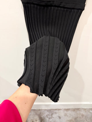 Sandro Scorpion Sleeveless Round Neck Pleat Skirt Mini Dress Black Womens Size S