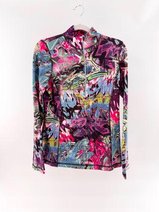 Sno Skins Multicolor graffiti print quarter zip, L