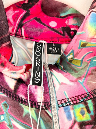 Sno Skins Multicolor graffiti print quarter zip, L