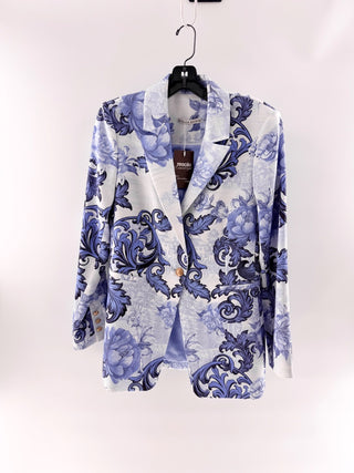 Alice & Olivia Macey floral toile blazer with gold tone button closure & notched lapels, 8