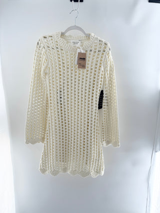 NWT Hyacinth House Knit Tamara Mini Dress with Slip Cream Women's Size Small