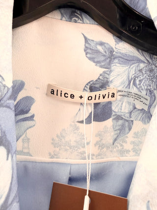 Alice & Olivia Macey floral toile blazer with gold tone button closure & notched lapels, 8