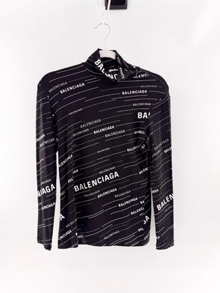 Balenciaga All over logo long sleeve turtleneck top, L
