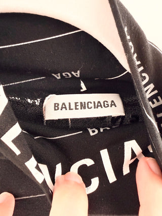 Balenciaga All over logo long sleeve turtleneck top, L