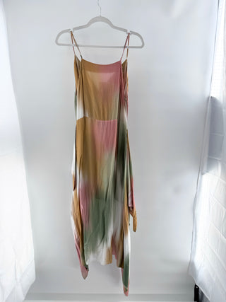 ViX Paula Hermanny Duala Gisa Tie Dye V-Neck Wrap Midi Dress Multi Womens Size 4