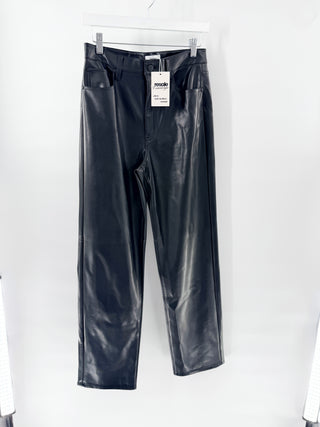 Pistola High-waisted faux leather pants with a sleek, polished finish featuring straight leg silhouette, 27