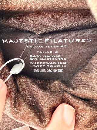 Majestic Filatures metallic long sleeve turtle neck top, 2