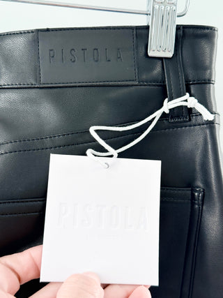 Pistola High-waisted faux leather pants with a sleek, polished finish featuring straight leg silhouette, 27