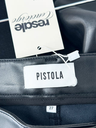 Pistola High-waisted faux leather pants with a sleek, polished finish featuring straight leg silhouette, 27